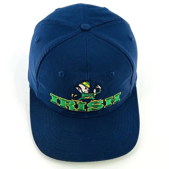 Vintage NOTRE DAME Fighting Irish Hat Cap SnapBack Script Leprechaun Twill NCAA - Picture 2 of 9